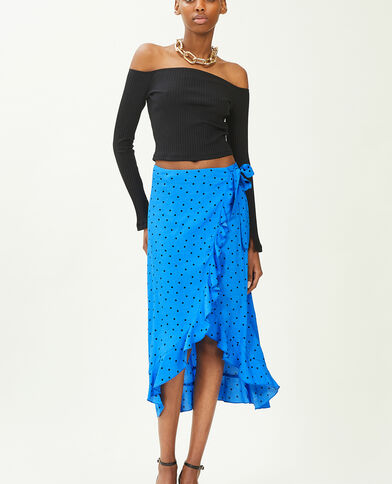 Jupe midi portefeuille avec volants bleu - Pimkie