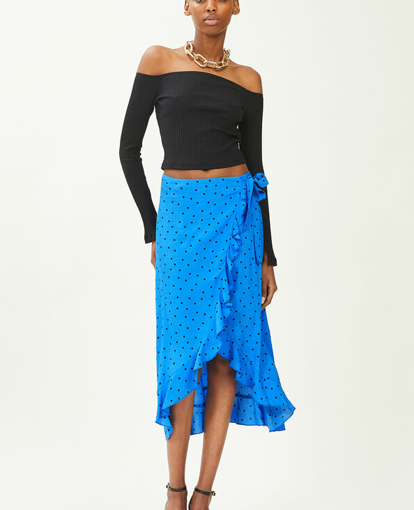 Jupe midi portefeuille avec volants bleu - Pimkie