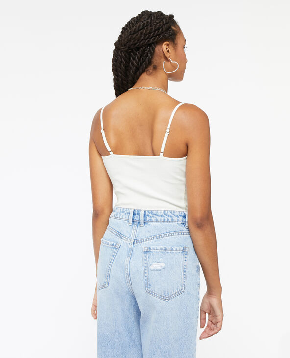 Body façon corset en maille côtelée blanc - Pimkie