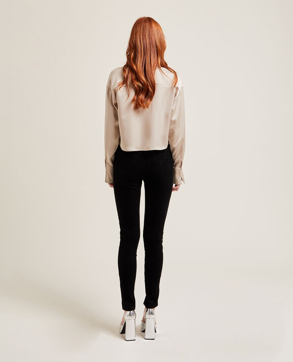 Legging en velours et lurex avec fentes noir - Pimkie