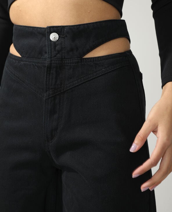 Jean wide leg high waist avec découpes noir - Pimkie
