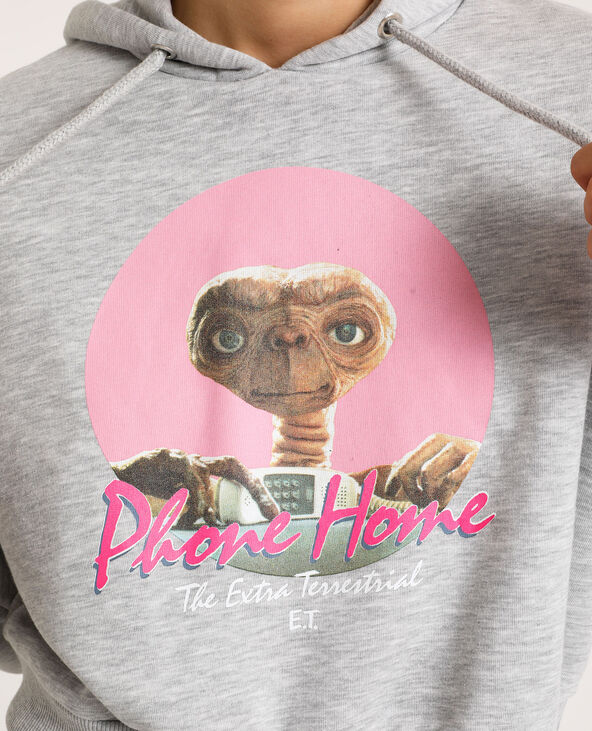 Sweat cropped à capuche gris chiné - Pimkie