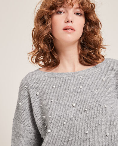 Pull à perles gris - Pimkie