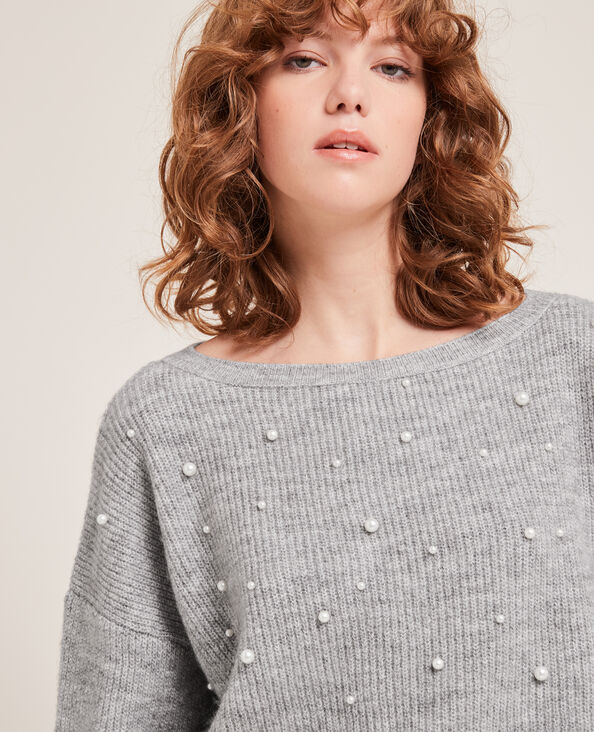 Pull à perles gris clair - Pimkie
