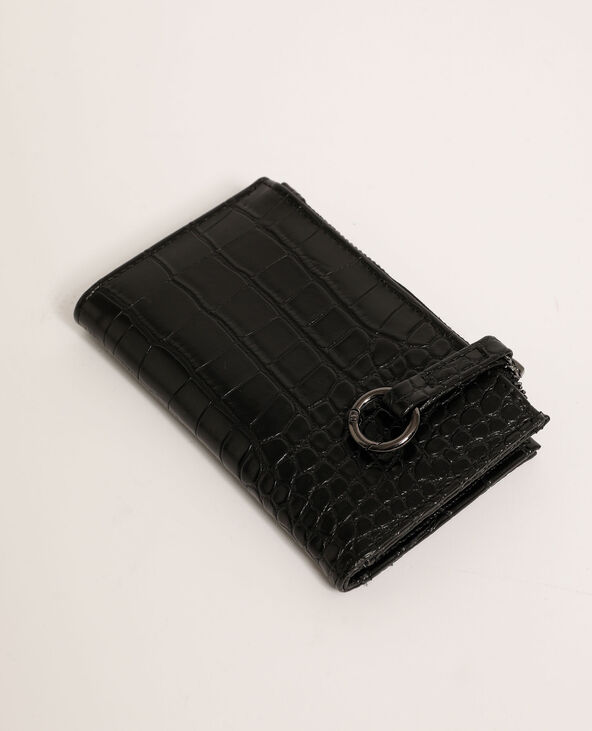 Mini portefeuille effet croco noir - Pimkie