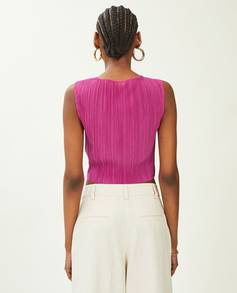 Top court en tissu plissé rose fuchsia - Pimkie