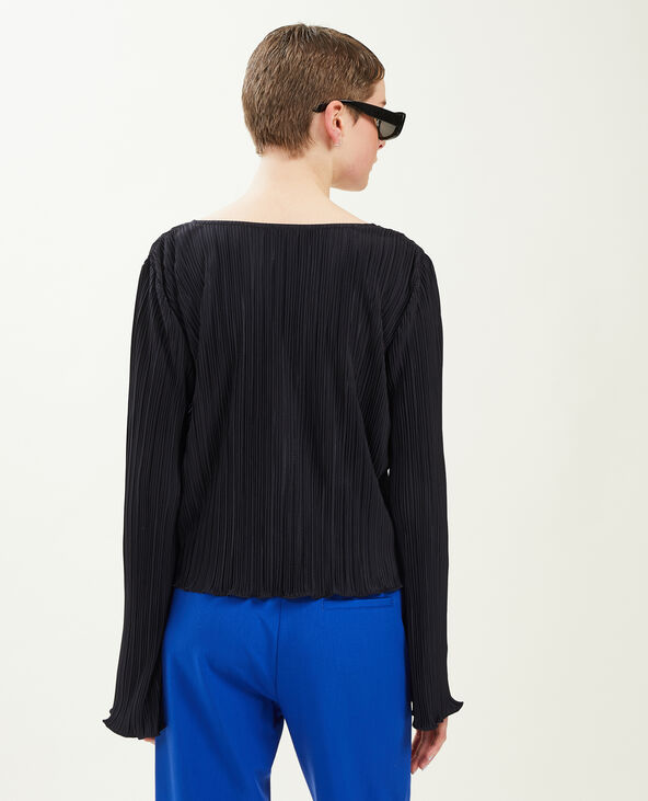 Top à nouer en maille plissée noir - Pimkie