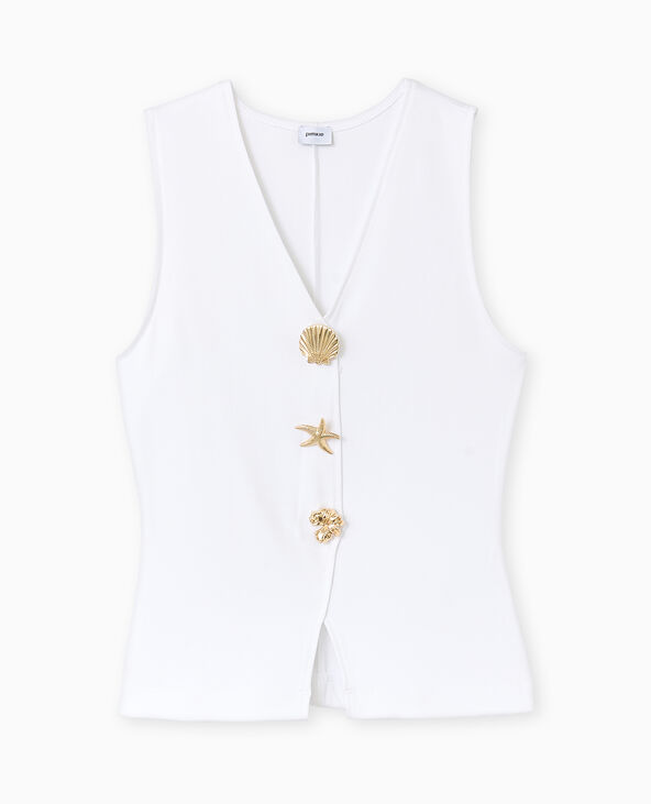 Top effet gilet sans manches avec boutons bijoux blanc - Pimkie
