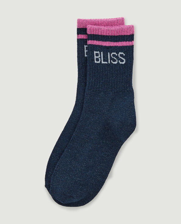 Chaussettes avec fils métallisés bleu - Pimkie