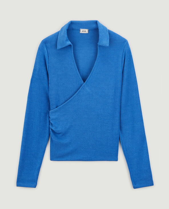 Top cache-cœur en maille fluide bleu électrique - Pimkie