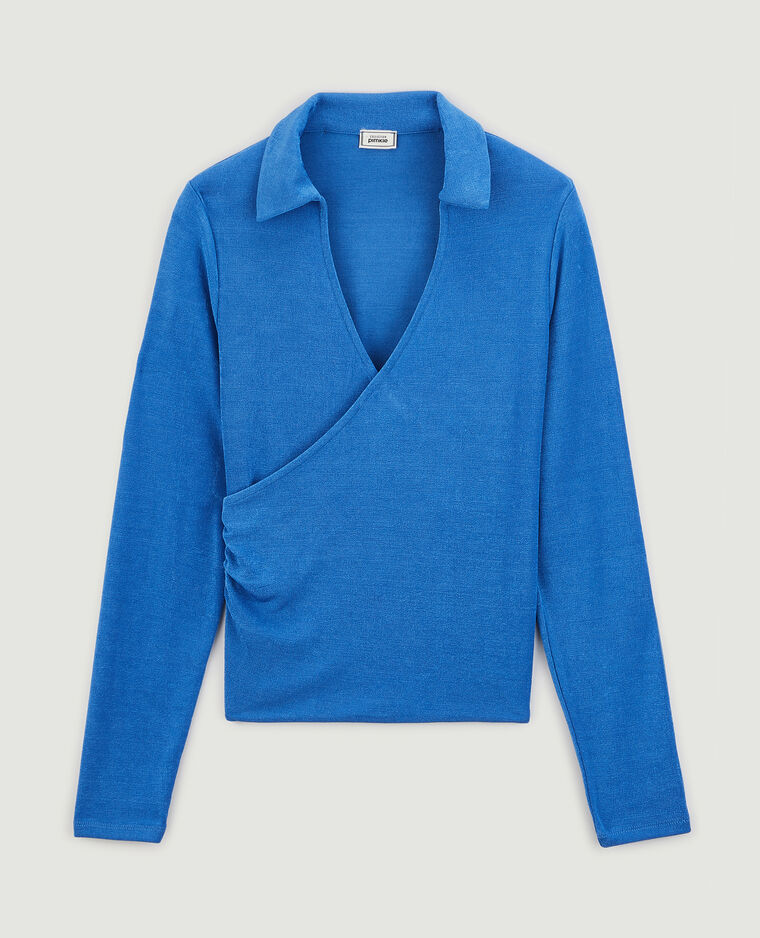 Top cache-cœur en maille fluide bleu - Pimkie