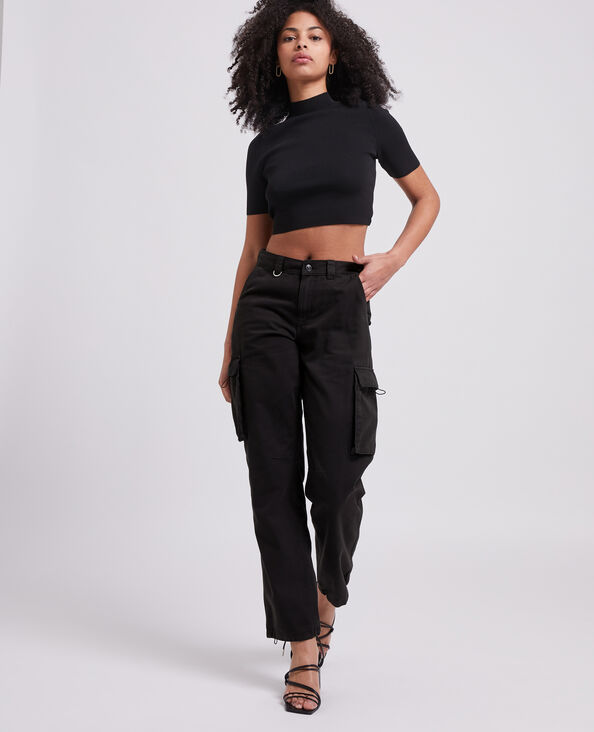 Pantalon droit cargo taille basse noir - Pimkie