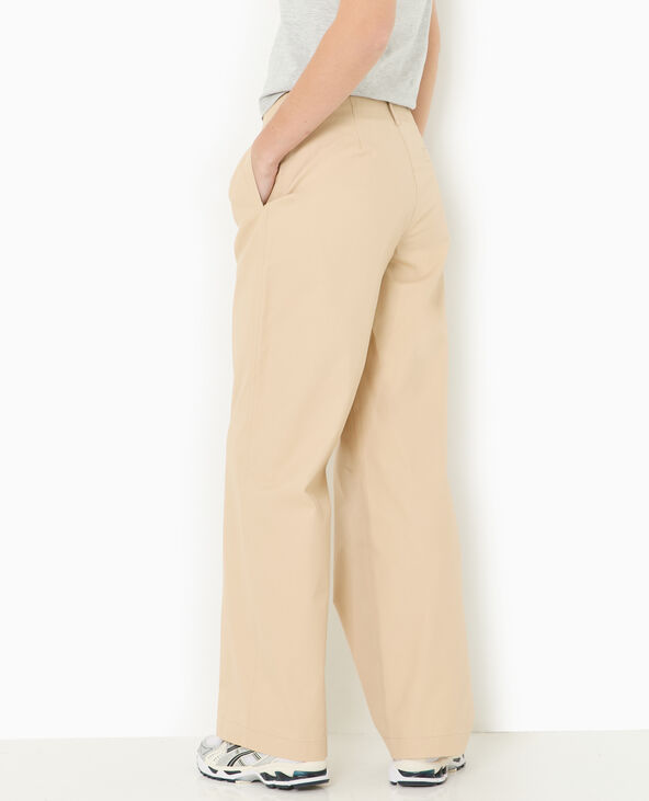 Pantalon en toile large et droit beige - Pimkie