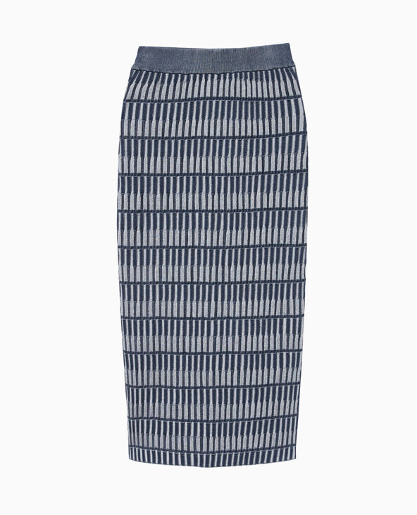 Jupe longue tube en maille fantaisie bleu - Pimkie