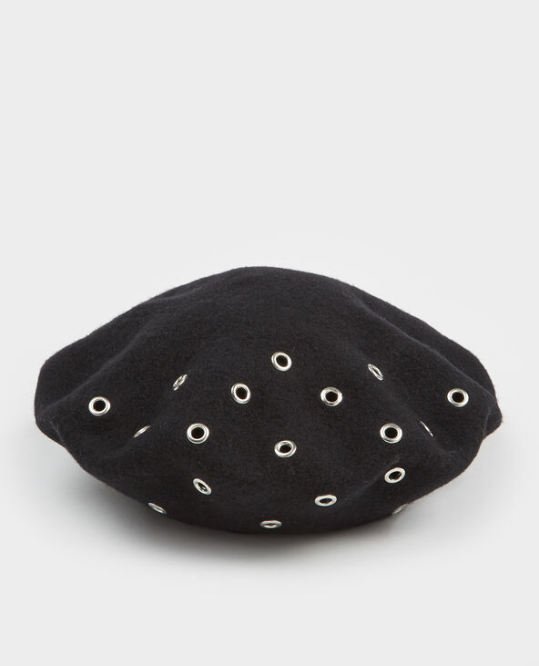 Beret à œillets noir - Pimkie