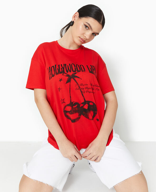 T-shirt oversize avec print rouge - Pimkie