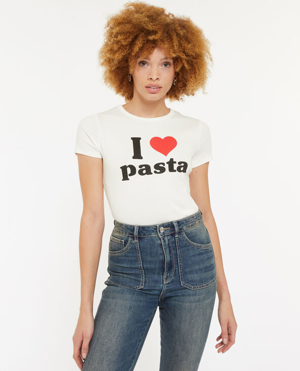 T-shirt cintré avec print blanc - Pimkie