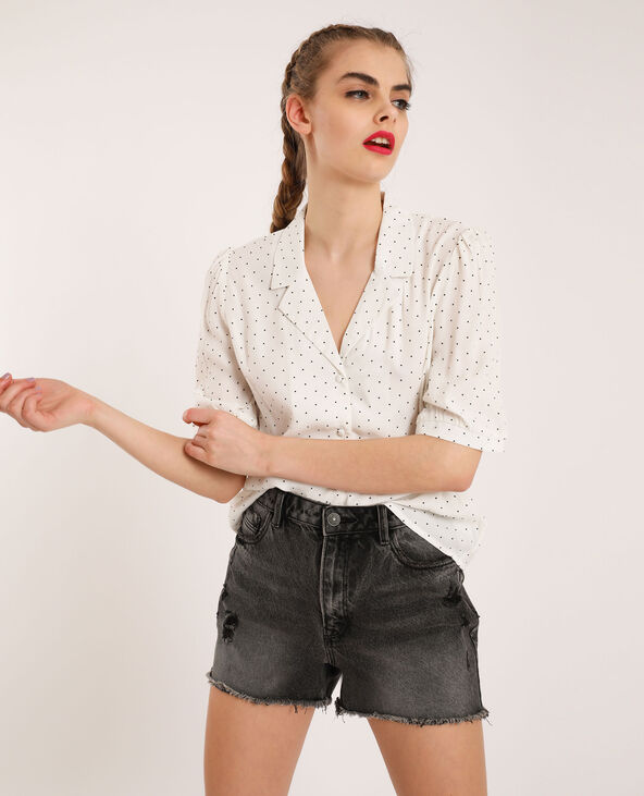Chemise courte à pois blanc - Pimkie