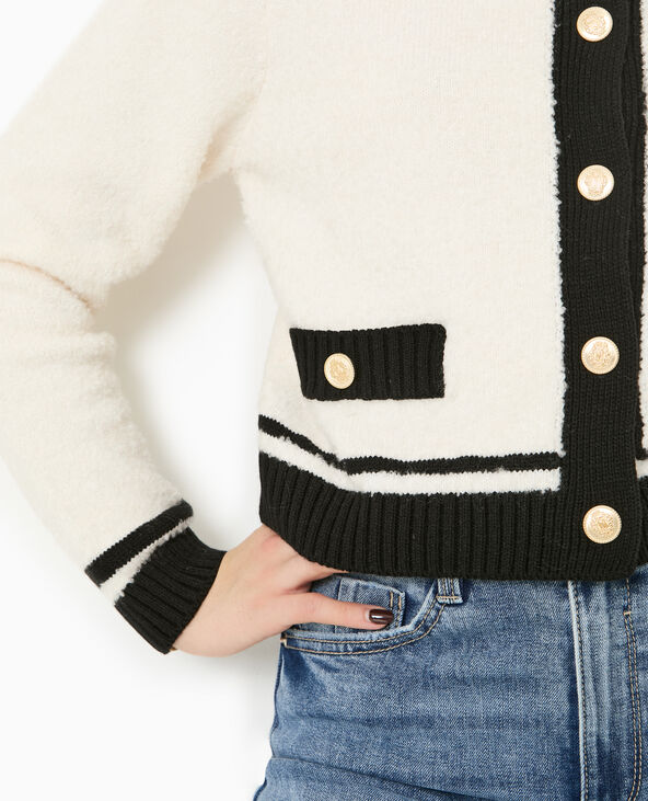 Gilet col rond avec bords contrastés blanc - Pimkie