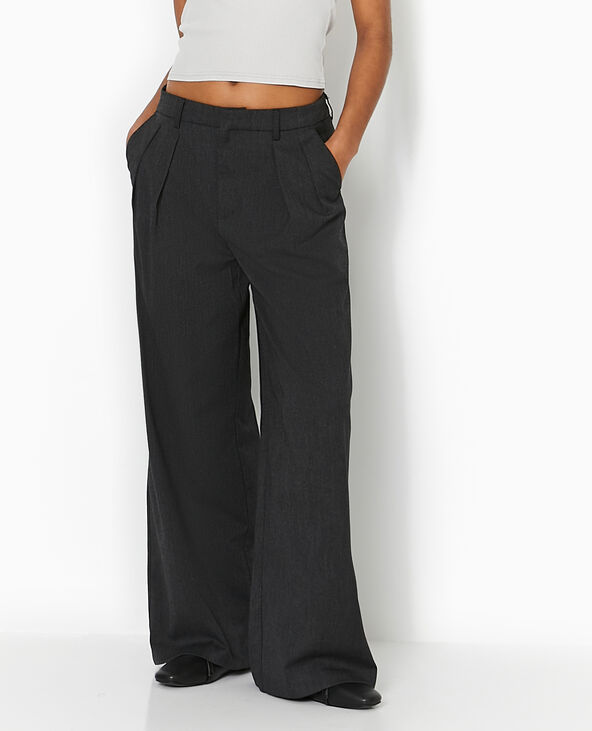 Pantalon droit et large avec pinces gris foncé - Pimkie