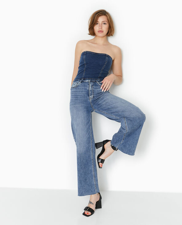 Top bustier en jean stretch bleu - Pimkie