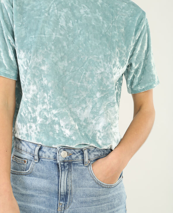 T-shirt velours vert de gris - Pimkie