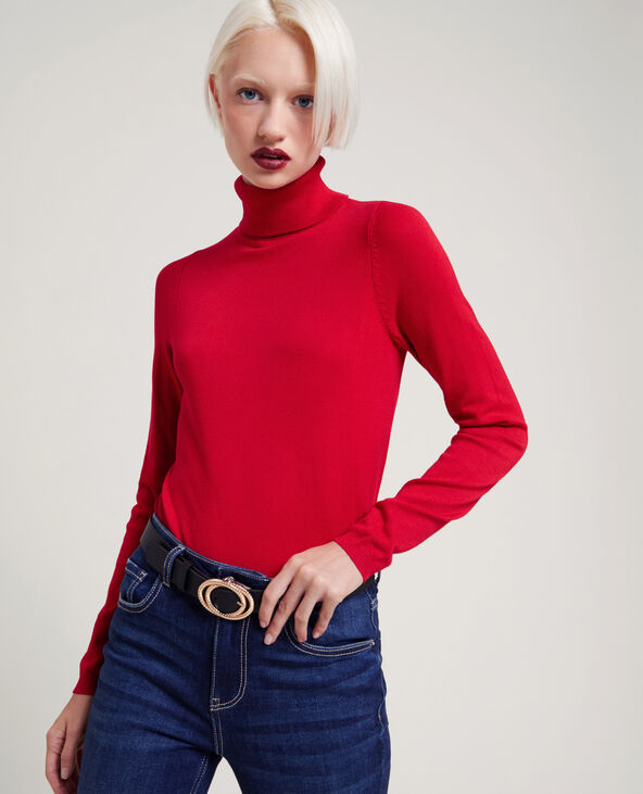 Pull à col roulé rouge - Pimkie