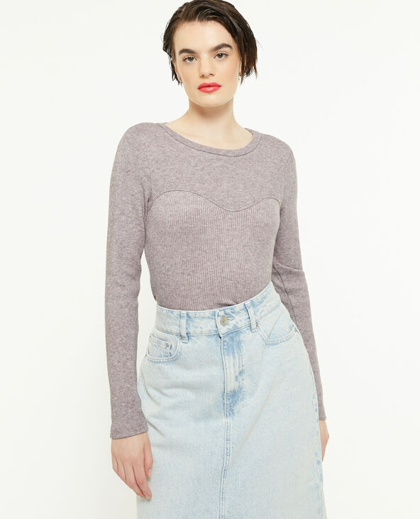 Top manches longues effet corset lilas - Pimkie