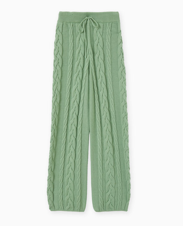 Pantalon droit en maille torsadée vert - Pimkie