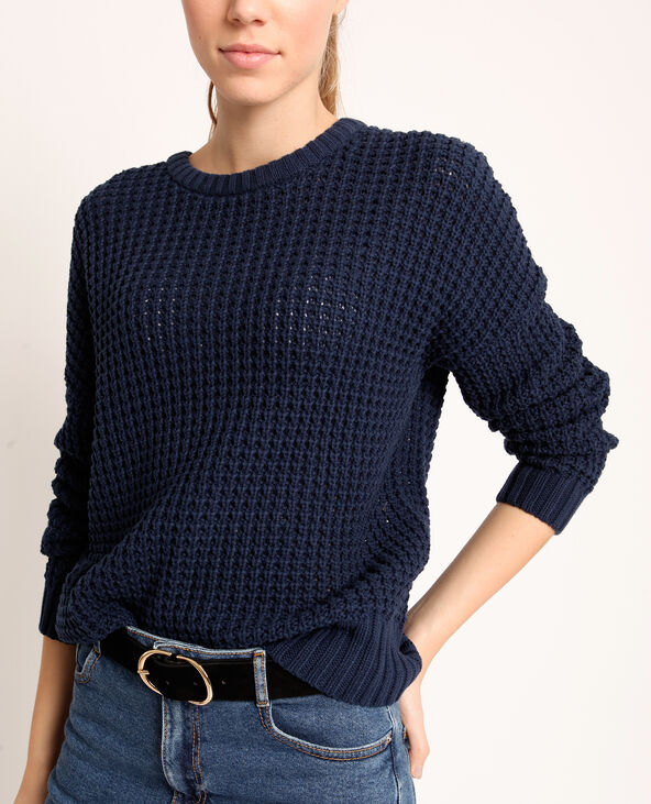 Pull à grosse maille bleu foncé - Pimkie