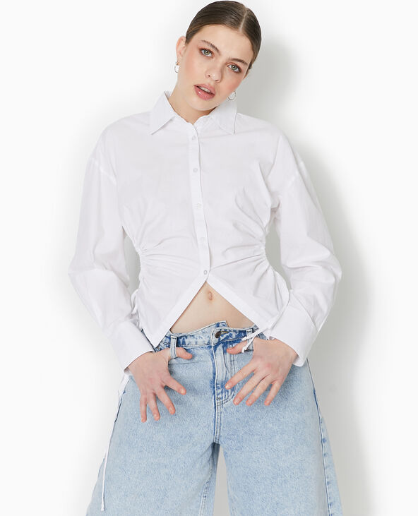 Chemise avec cut out et liens coulissés blanc - Pimkie