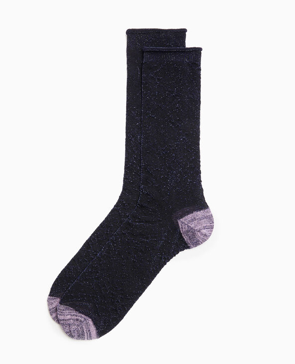 Chaussettes avec fils lurex bleu turquoise - Pimkie