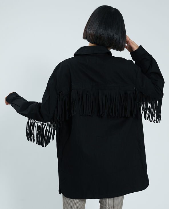 Veste noir a frange hotsell
