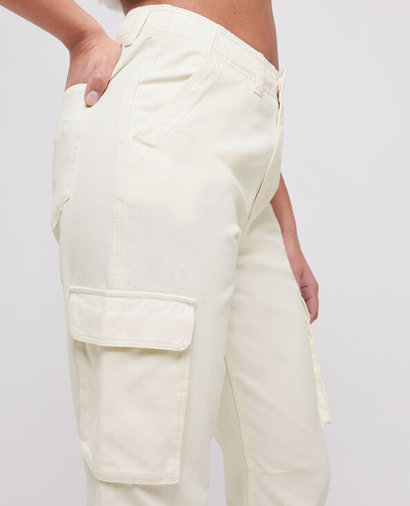 Pantalon droit cargo taille haute blanc - Pimkie