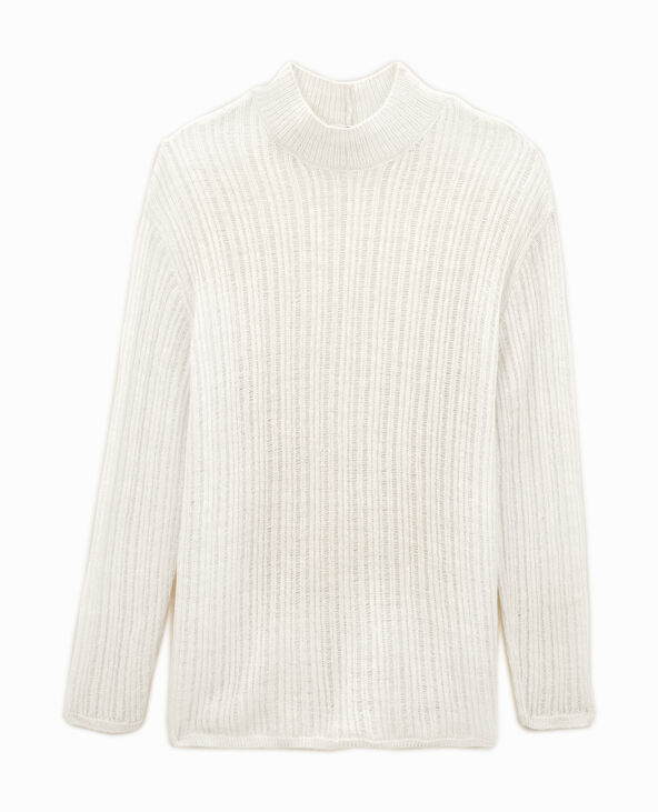 Pull col montant en maille ajourée blanc - Pimkie