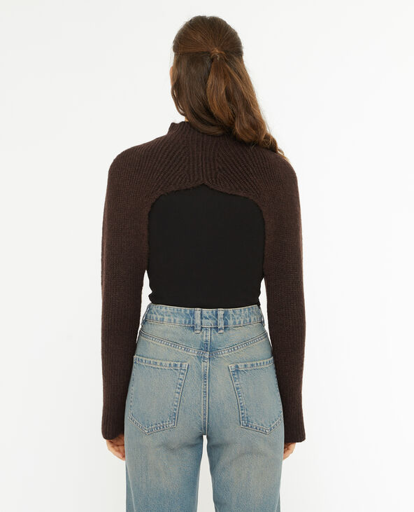 Pull chauffe-épaules en grosse maille marron - Pimkie