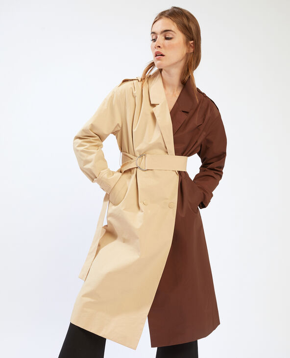 Trench long bicolore beige - Pimkie