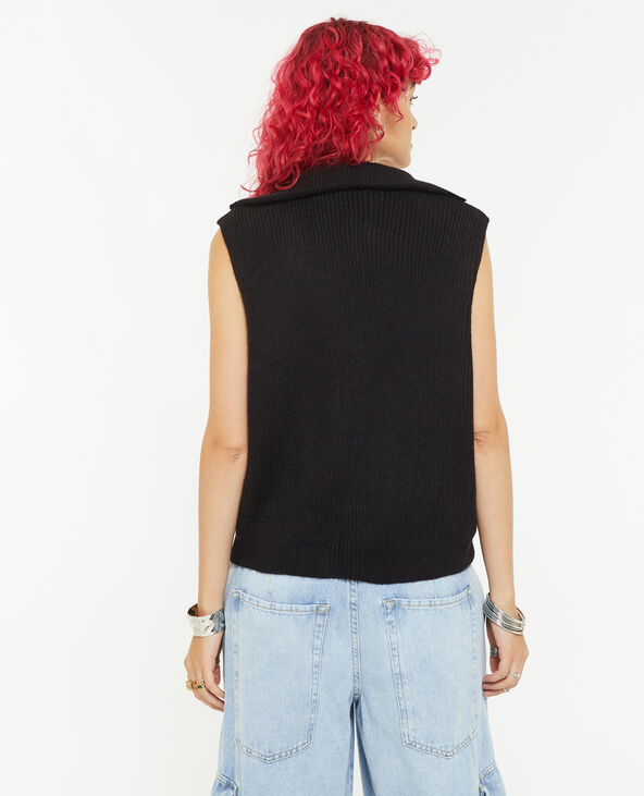 Pull sans manches à col camionneur noir - Pimkie