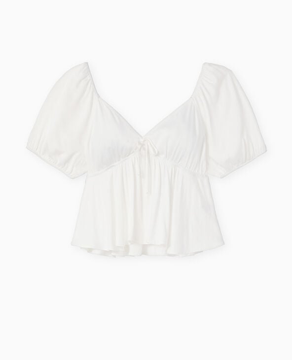 Top encolure V avec nœud blanc - Pimkie