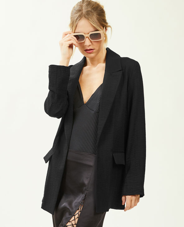 Veste blazer effet lin noir - Pimkie