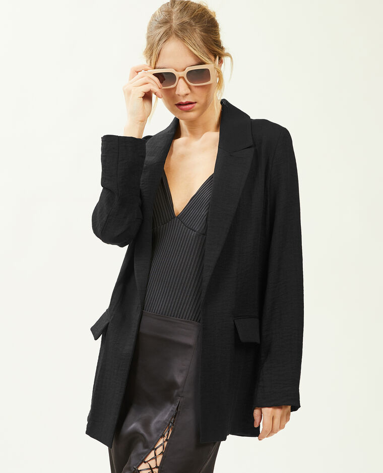 Veste blazer effet lin noir - Pimkie