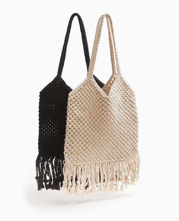 Sac en crochet avec franges blanc - Pimkie