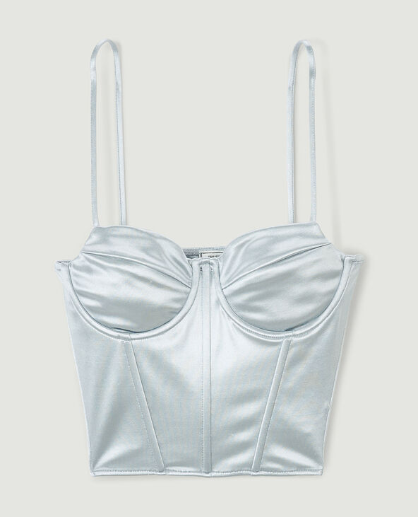 Corset en satin gris clair - Pimkie