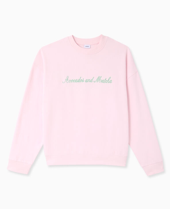Sweat oversize avec broderies devant et dos rose clair - Pimkie