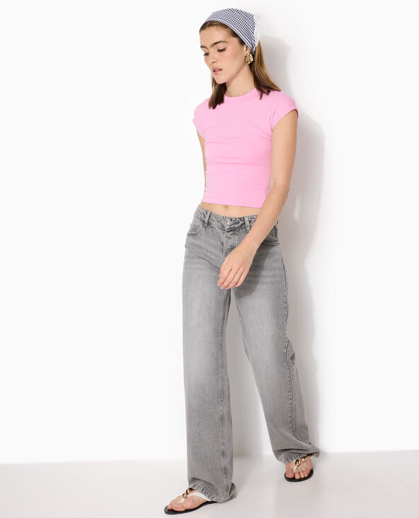 T-shirt ajusté manches raccourcies rose - Pimkie