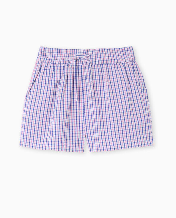 Short à carreaux avec taille élastiquée bleu marine - Pimkie