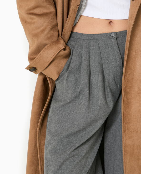 Pantalon large et droit avec pinces gris foncé - Pimkie