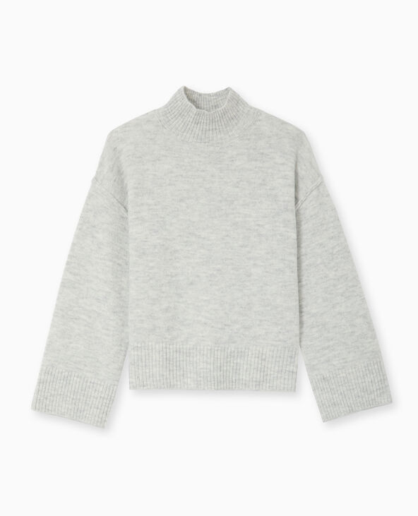 Pull col montant manches larges gris chiné - Pimkie