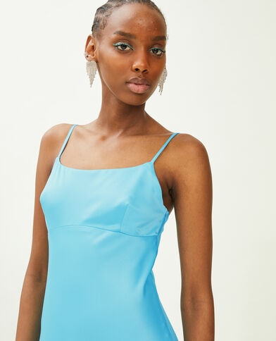Robe longue en tissu satiné bleu turquoise - Pimkie