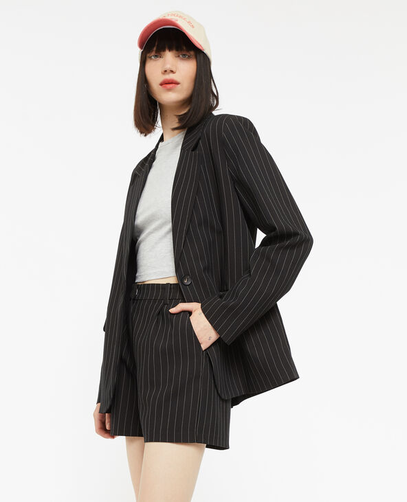 Veste blazer droite avec fines rayures noir - Pimkie